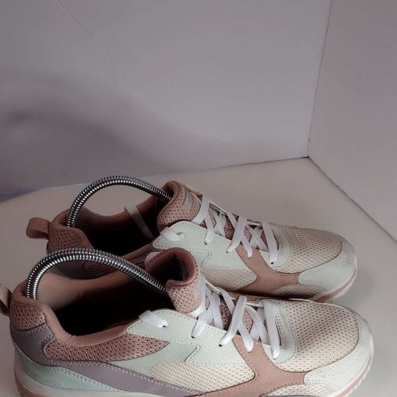 Skechers Bobs Sport Arc Waves Shoes Womens Sz 11 White Pink Athletic Trainers - Picture 4 of 9